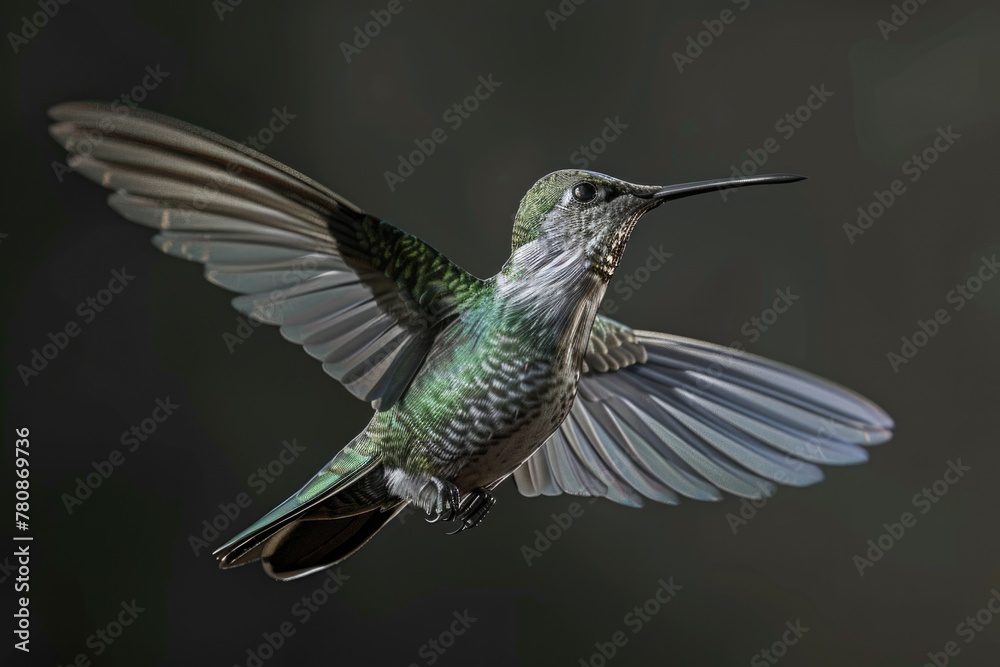 Naklejka premium A beautiful hummingbird flying in the air. Perfect for nature-themed designs