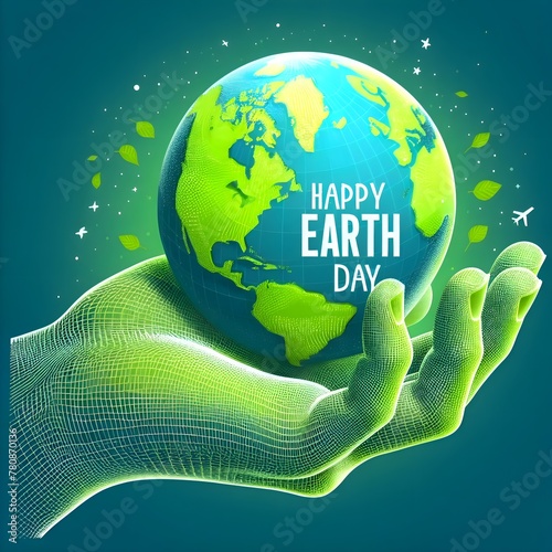 World Earth day concept. Eco friendly design with 3D Green Effects illustration. Save the Earth concept, April 22