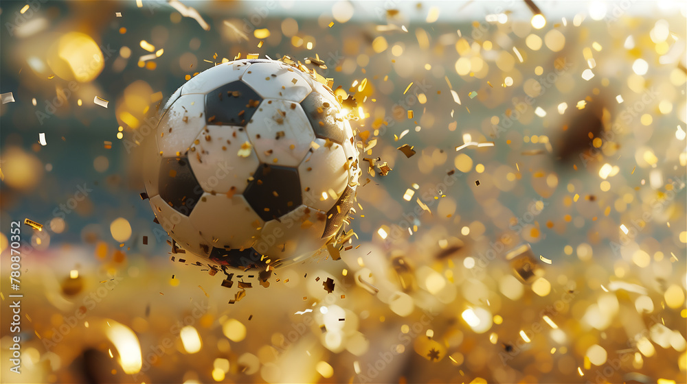 Soccer ball with confetti.