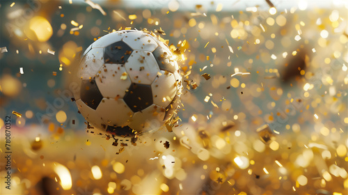 Obraz na płótnie Soccer ball with confetti. w salonie