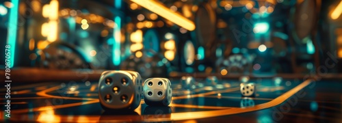 Banner casino play fortuna, dice, cinematic, photographic, generated with AI