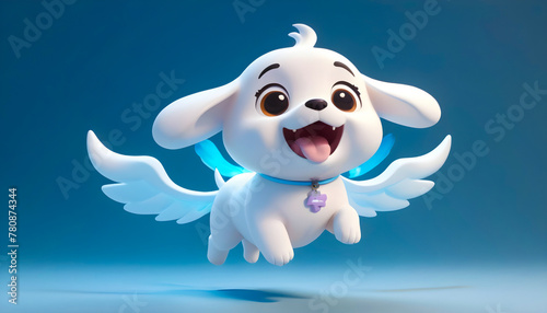 cartoon angel dog with wings pet after death