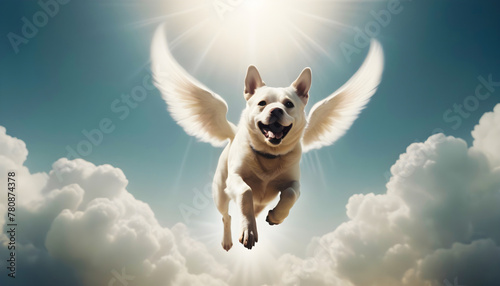 winged dog jumping in the sky afterlife pet mourning