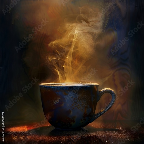 Cup coffe, Hot steamed coffee 


