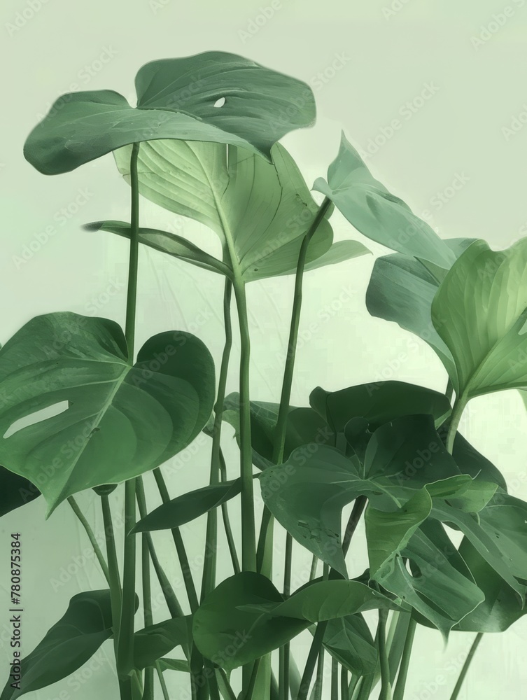 Planterior poster, monstera leaf part only, Nordic sensibility, simple, white background, 16k, high definition, generated with AI