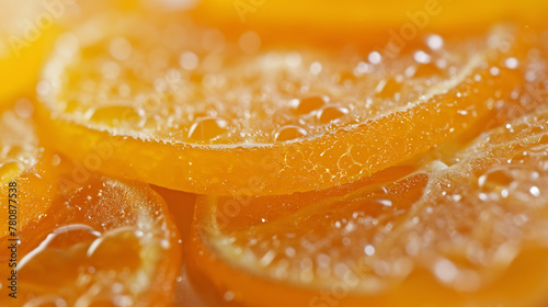 Zbliżenie na plasterek kandyzowanej pomarańczy photo
