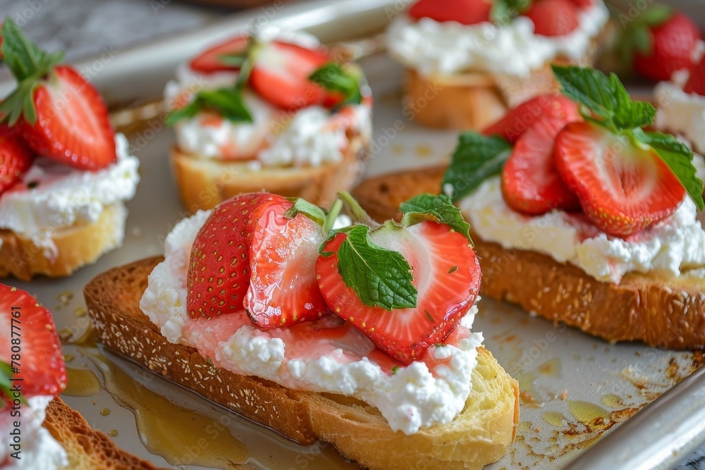 Ricotta strawberry mint and vinegar crostini Ricotta strawberry mint and vinegar crostini