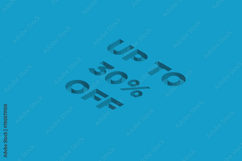 30% Discount on Super promotion. Super sale business banner on blue background. Vector illustration Eps Cs6.