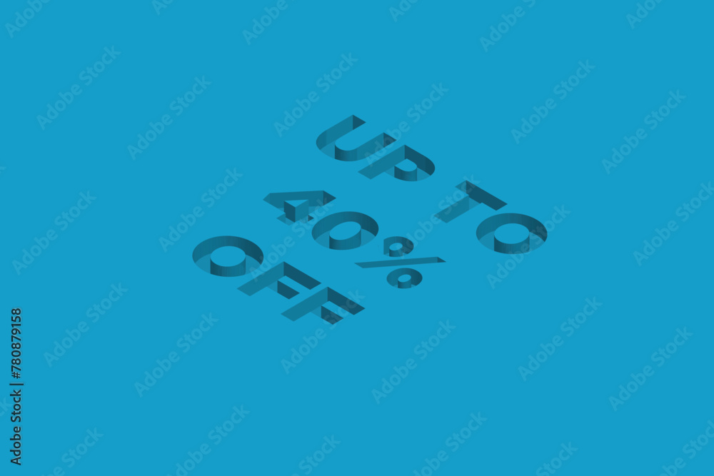 40% Discount on Super promotion. Super sale business banner on blue background. Vector illustration Eps Cs6.