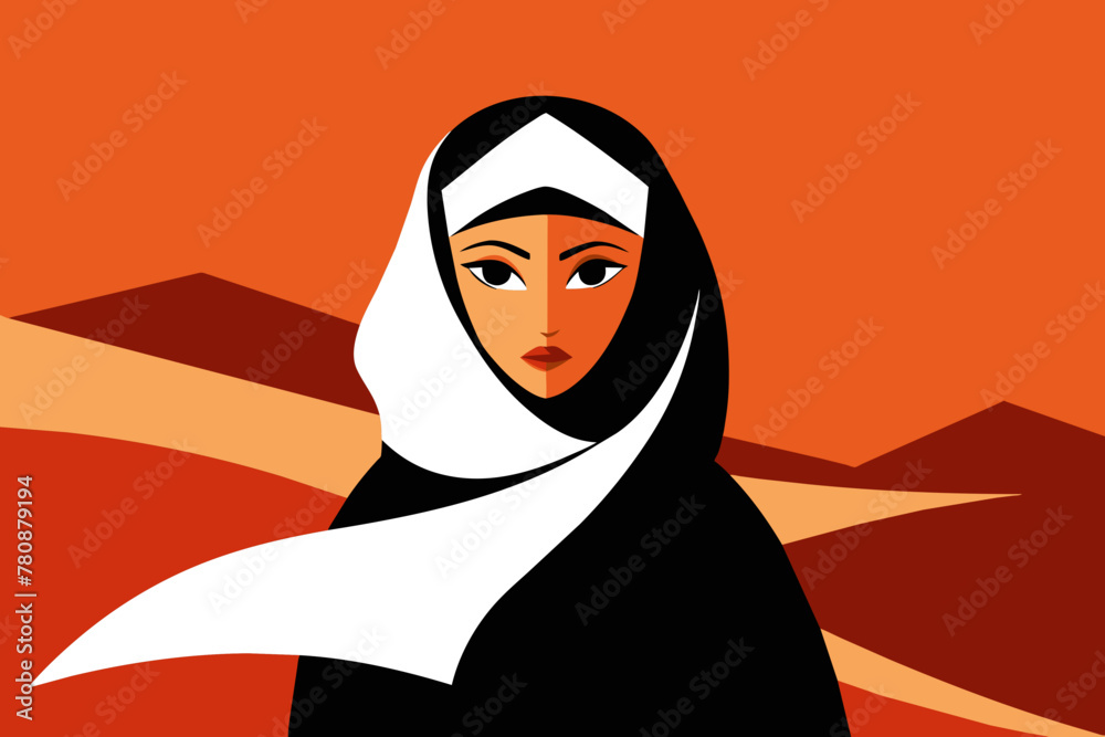 Illustration of an Arabian Woman Amidst the Sahara Illustration of an Arabian Woman Amidst the Sahara