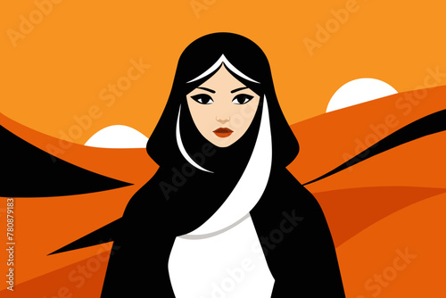 Illustration of an Arabian Woman Amidst the Sahara