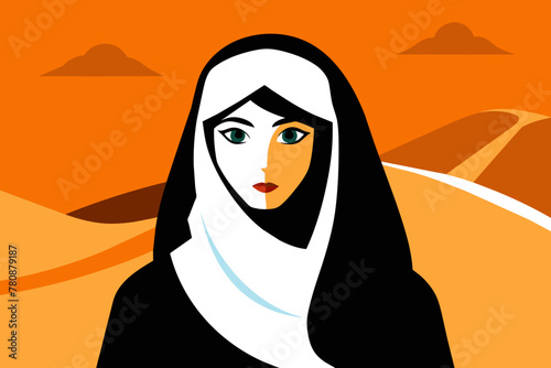 Illustration of an Arabian Woman Amidst the Sahara
