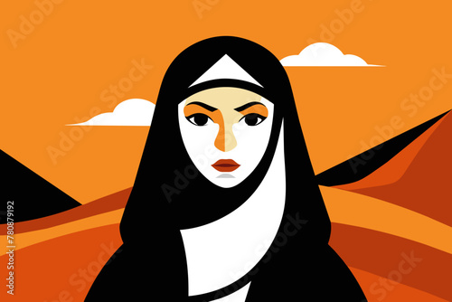 Illustration of an Arabian Woman Amidst the Sahara