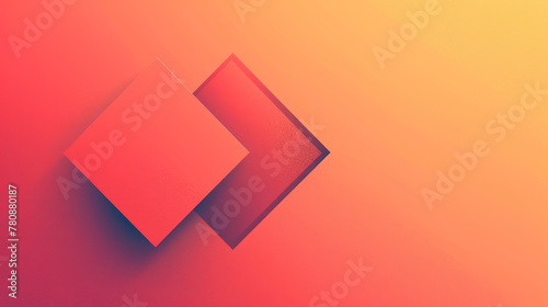 Warm orange and red gradient with a central geometric square shape.