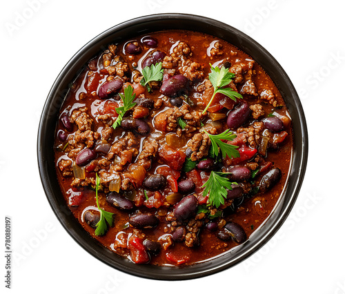 Beef slow-cooked chili on transparent background