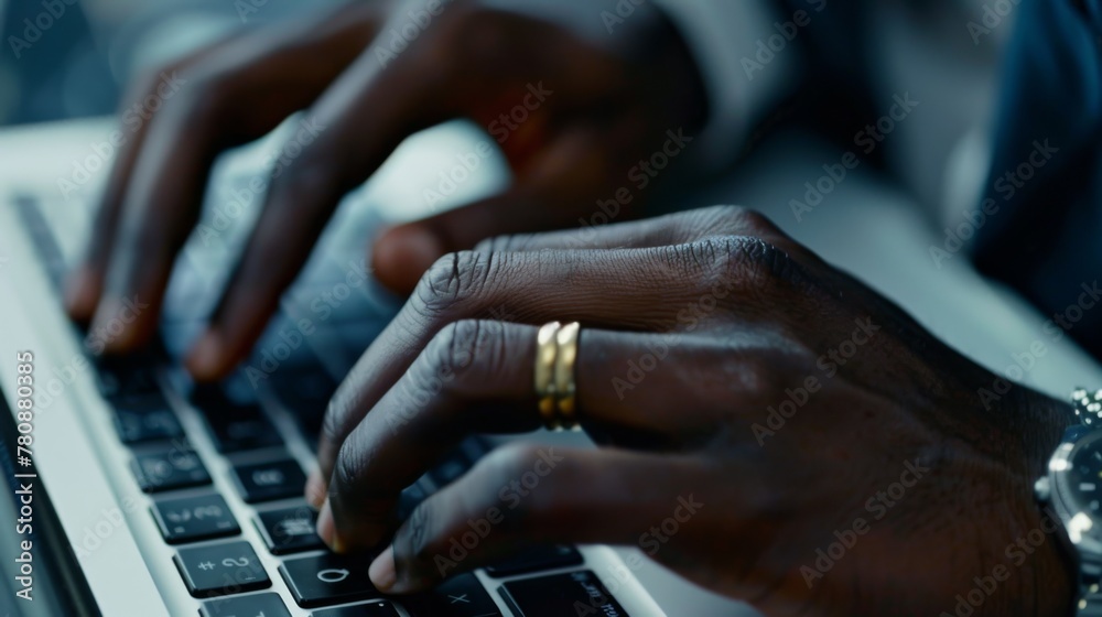 Fototapeta premium Close-up of Hands Typing on Keyboard