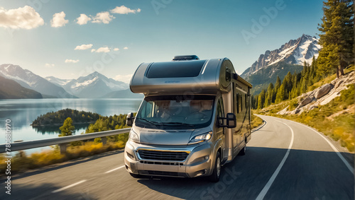 motorhome car driving down the road photo