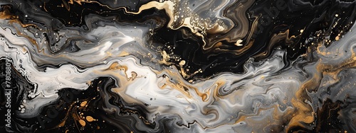 Black and gold flowing liquid in the style of marble texture on a white background  detailed and elegant. gold lines and iridescence  reminiscent of intricate black and white with flowing lines