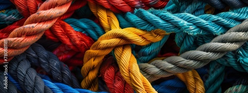 Together, diverse teamwork strength support unity communicate team rope connect partnership , Empower power cooperation background color concept symbolizing the power and strength community. pride