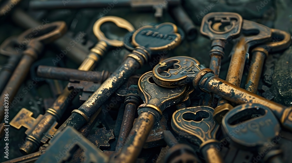 A cluster of old-fashioned keys