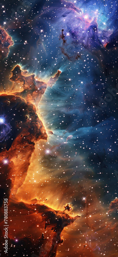 Cosmic Nebula Swirling Background Scene., Amazing and simple wallpaper, for mobile