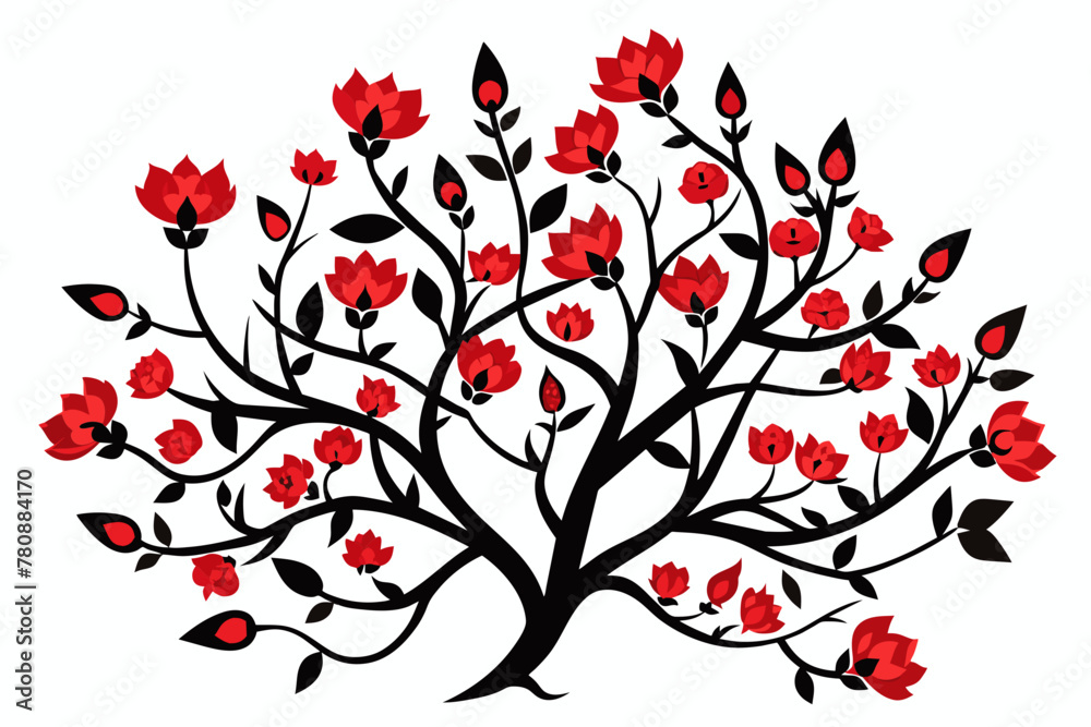 interlacing branches with very small flower vector illustration
