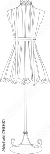 Drawing Dressmakers Mannequin isolated on white background