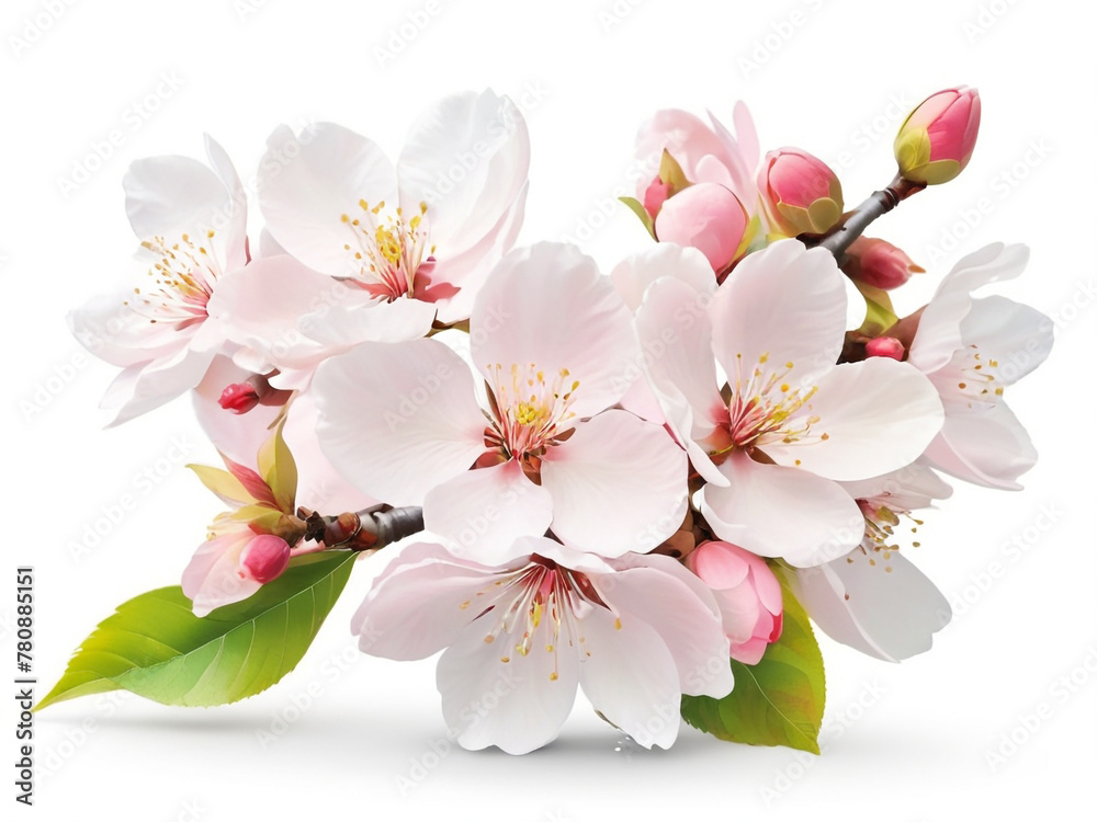Cherry blossom flower on white background