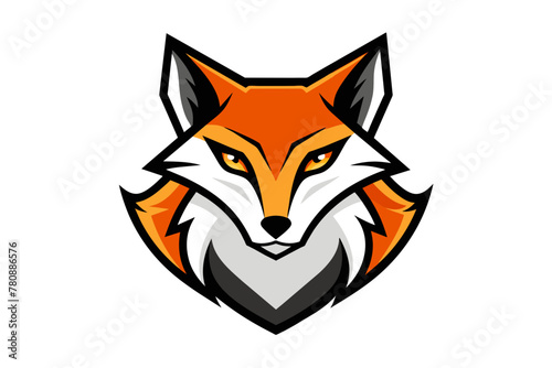 Silhouette vector design of a colorful logo Fox head icon 