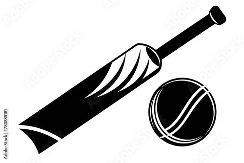 Schilderij op canvas Silhouette vector design of a cricket bat and boll