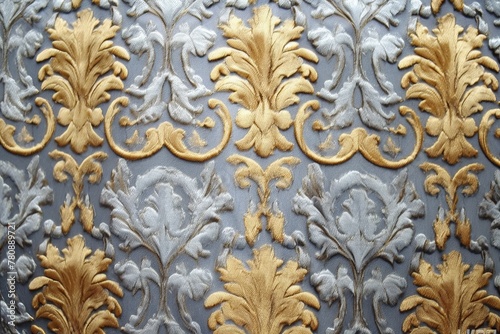 Golden Elegance Meets Blue Bliss	Colorful Wallpaper: Gray & Gold