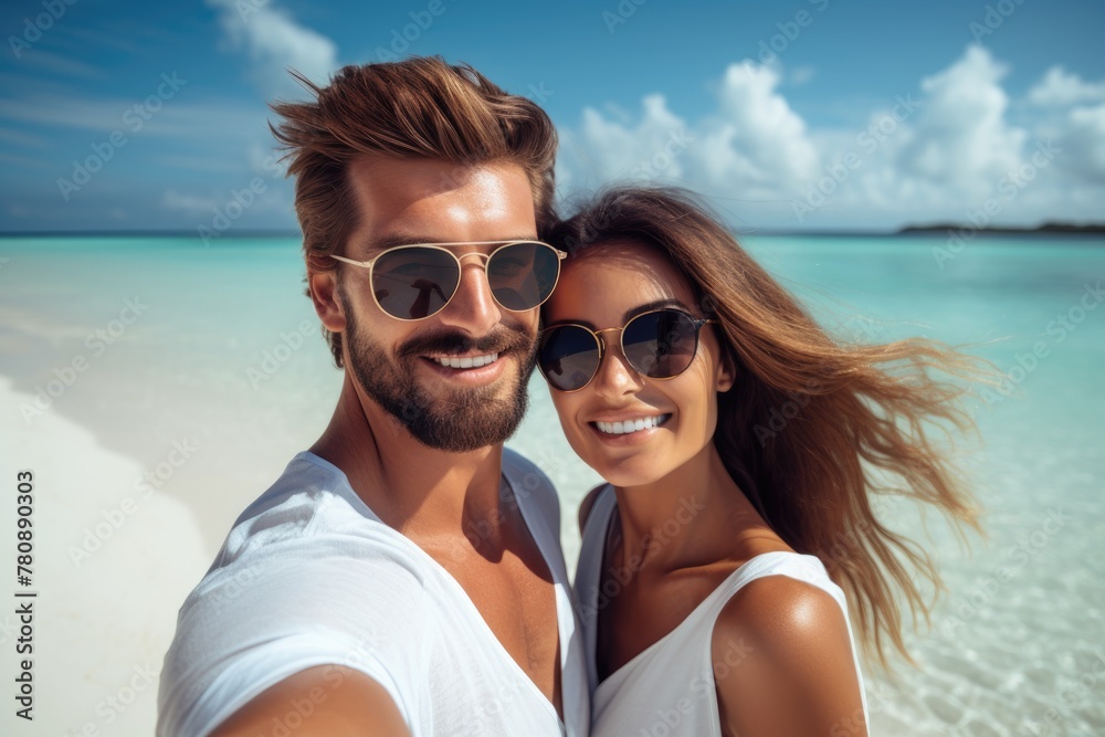 Happy love couple on the beach Happy love couple on the beach