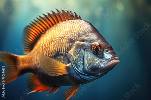 Bluegill fish, close-up underwater view  © SD Danver