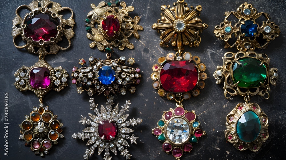 A collection of vintage brooches