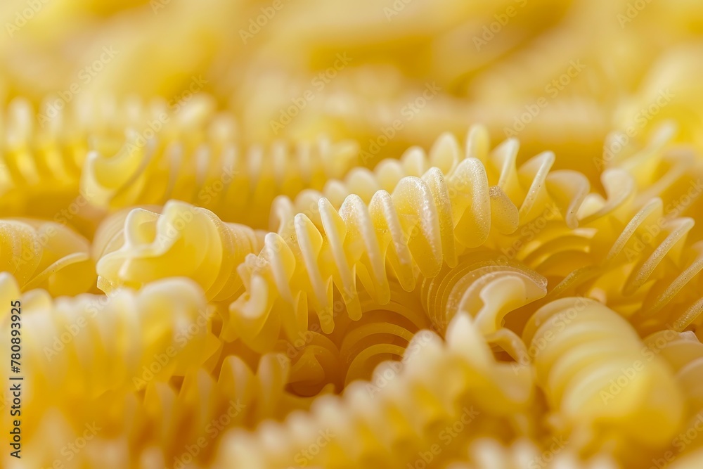 Close up of raw Italian spiral shaped pasta Close up of raw Italian spiral shaped pasta