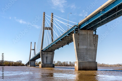 Bayview Bridge connecting Quincy Illinois and West Quincy Iowa over the Mississippi River via US Route 24 in Spring photo