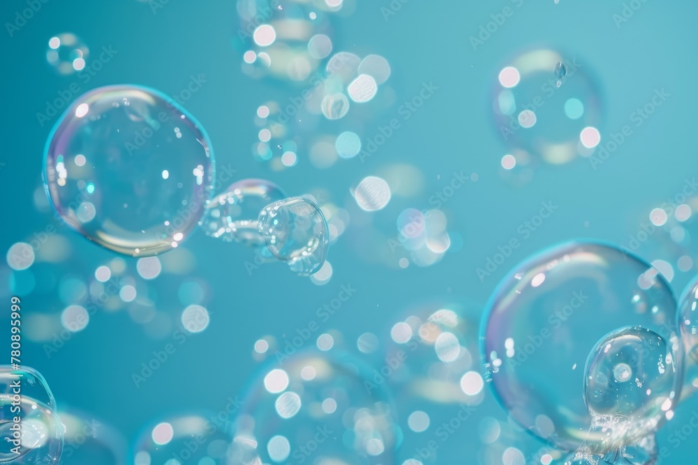 Concept of cleanliness and freshness reflected in soap bubbles