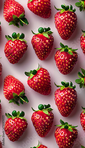 Vibrant juicy strawberry 3d pattern with detailed texture