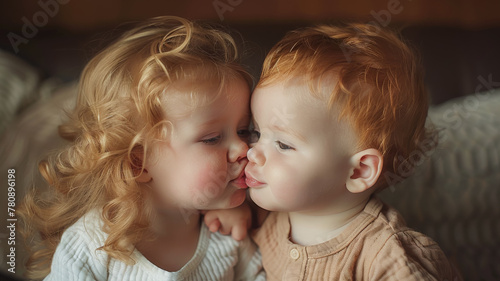 Babies Exchange an Adorable Kiss