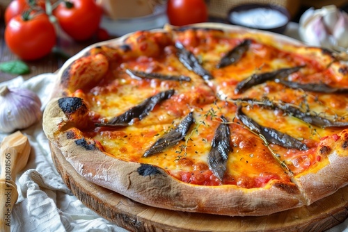 Delicious pizza from Italy with anchovies