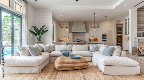 Luxurious Living Room Retreat. Home Harmony. Coastal Apartment © EwaStudio