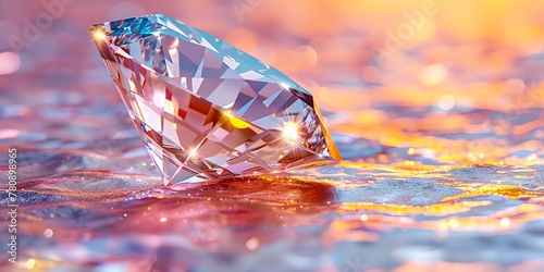 Diamond, big clear shiny gemstone