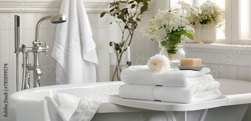 Fresh towels, laundered bath textile