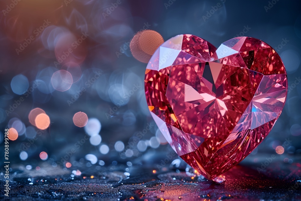 Fototapeta premium Red heart-shaped diamond, symbolizing love, romance, and affection