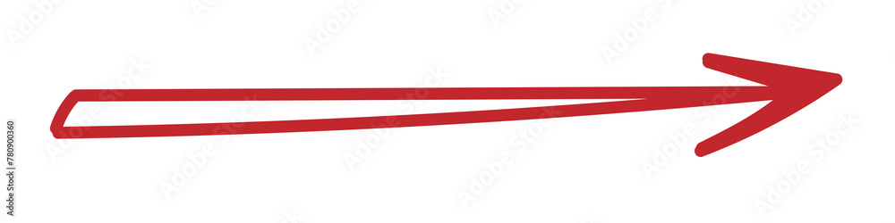 Red arrow pointing right. Hand drawn Arrow shape element Red arrow pointing right. Hand drawn Arrow shape element