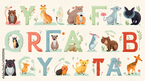 Animal Alphabet with Ornamental Letters and Zoo Cre © Hyper