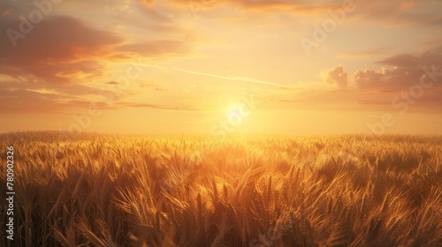 Golden Wheat Field at Sunset © MP Studio
