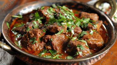 Traditional pakistani beef karahi close-up