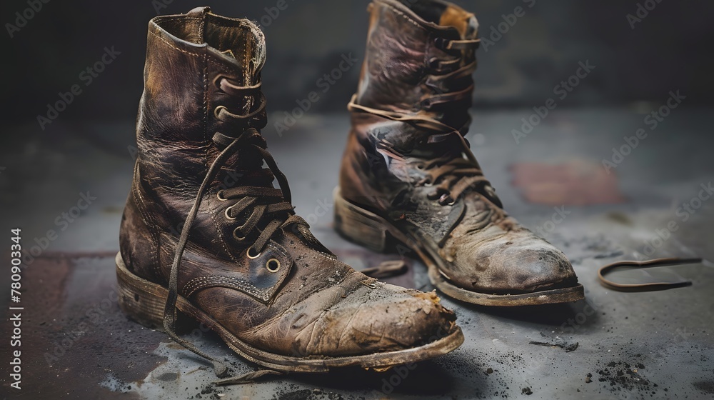 A pair of well-worn leather boots