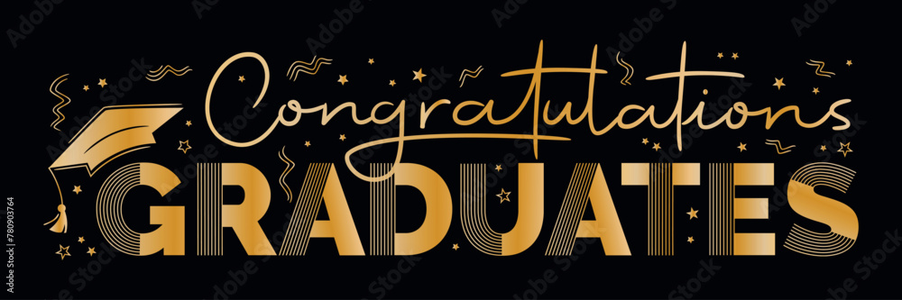 Congratulations graduates banner concept. Congrats graduates text with ...